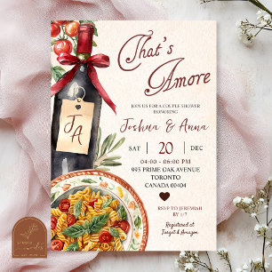 Dat is Amore Pasta en Wijn Bruidsuitnodiging Kaart
