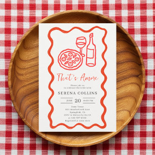 Dat is Amore Pizza Wijn Bruids Douche Uitnodiging