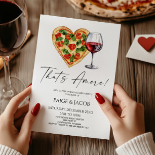Dat is Amore! Pizza Wijn Wedding Engagement Party Kaart