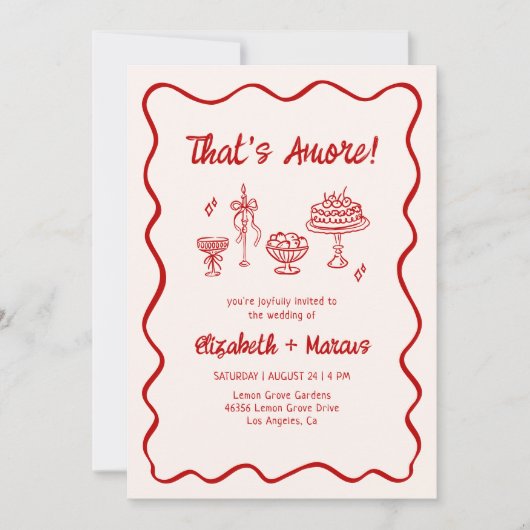 Dat is Amore! Rode Italiaanse bruiloft uitnodiging (Voorkant)