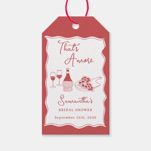 Dat is Amore Rode Italiaanse Pizza Wijn Bruidsdine Cadeaulabel (Voorkant)