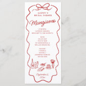 Dat is Amore Rood Doodle Frame Bruiloftsfeest Menu (Voorkant)