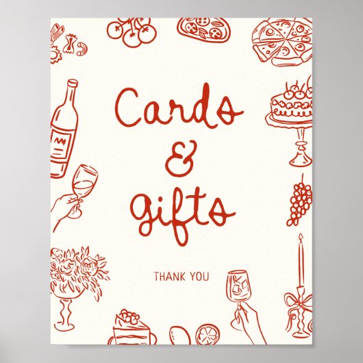 Dat is Amore Rood Geïllustreerde Kaarten & Geschen Poster (Voorkant)