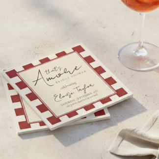 Dat is Amoré Rood Geruit Bruiloftsborrel Servet