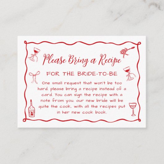 Dat is Amore Vrijgezellenfeest Recept Request Informatiekaartje (Voorkant)