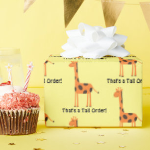 Dat is een hoge orde, grappige Oranje Giraffe Cart Cadeaupapier