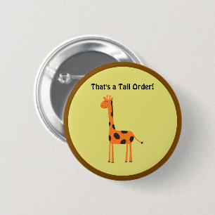 Dat is een hoge orde, grappige Oranje Giraffe Cart Ronde Button 5,7 Cm