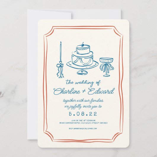 Dat is een meer funky tekening handschrift bruilof kaart (Voorkant)