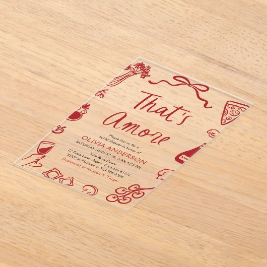 Dat is een meer grillig Italiaans Pizza Vrijgezell Acryl Uitnodigingen (Laagn)