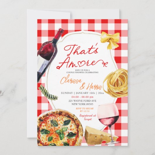 Dat is een meer Italiaanse Pizza wijn paar douche Kaart (Voorkant)