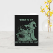 Dat is het, je gaat in de soep, grappige tovenaar kaart (Gele Bloem)