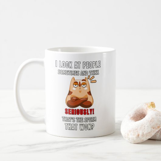 Dat is het spleet dat gewonnen heeft. koffiemok (Met donut)