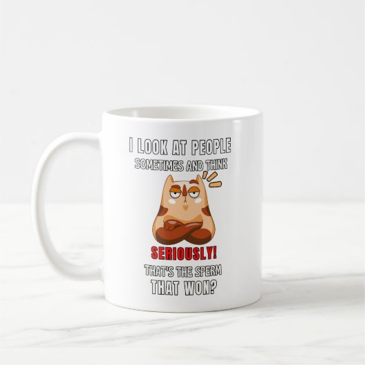 Dat is het spleet dat gewonnen heeft. koffiemok (Links)