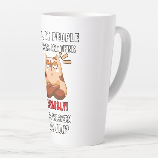 Dat is het spleet dat gewonnen heeft. latte mok (Rechterhoek)