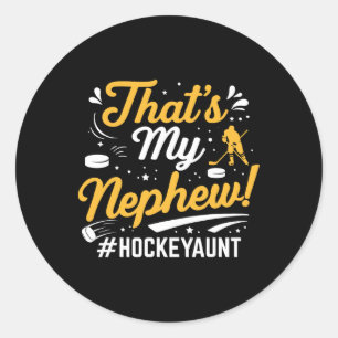 Dat is mijn neefje ijshockey tante doelman speler ronde sticker