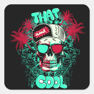 Dat is niet cool Beach Skull Dude Vierkante Sticker