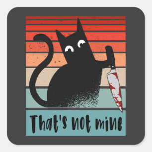 Dat is niet van mij, Innocent Cat met mes Briefkaa Vierkante Sticker