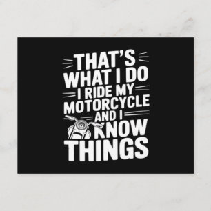 Dat is wat ik doe, ik rijd op mijn motorfiets en i informatiekaartje