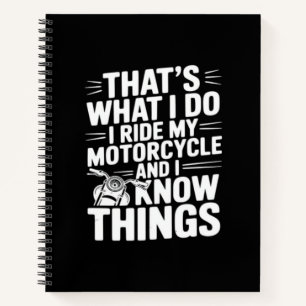 Dat is wat ik doe, ik rijd op mijn motorfiets en i notitieboek