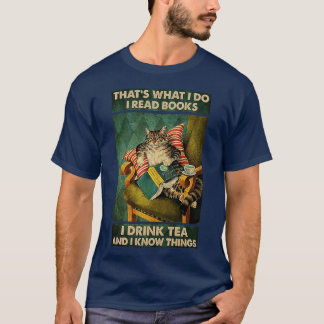 Dat is wat ik lees voor boeken in drink thee en in t-shirt