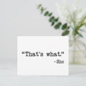 Dat is wat ze citaat zei briefkaart (Staand voorkant)