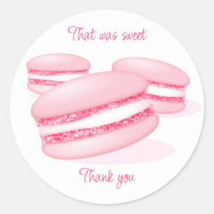 Dat was lief dank je wel roze macarons ronde sticker