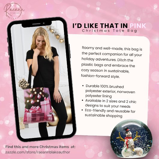 Dat zou ik leuk vinden in Pink Christmas Canvas ta Draagtas