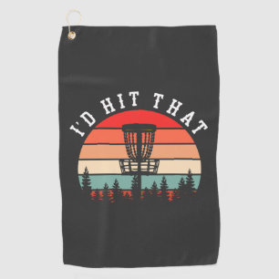 Dat zou ik raken   Grappig Retro Disc Golf Golfhanddoek