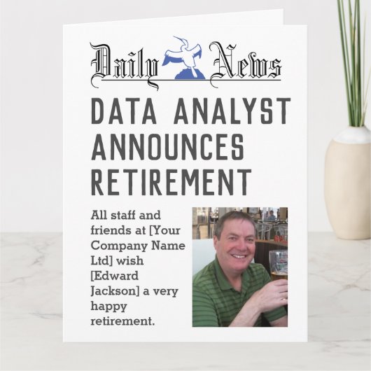 Data Analyst Retirement Kaart om te personaliseren (Voorkant)