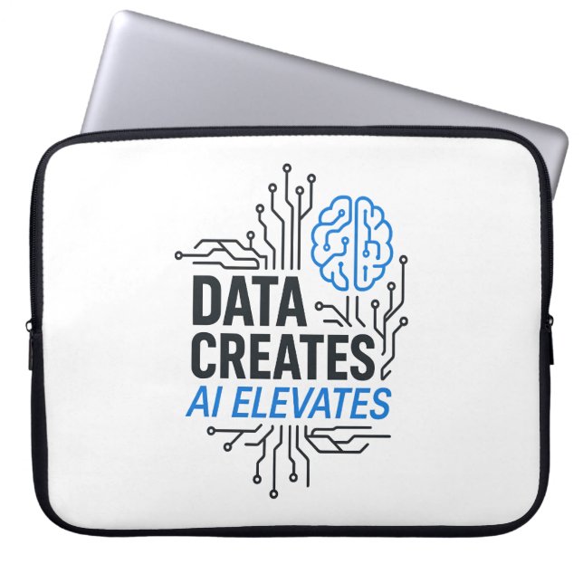Data Foundation Ascent: Abstracte AI Elevation Tec Laptop Sleeve (Voorkant)
