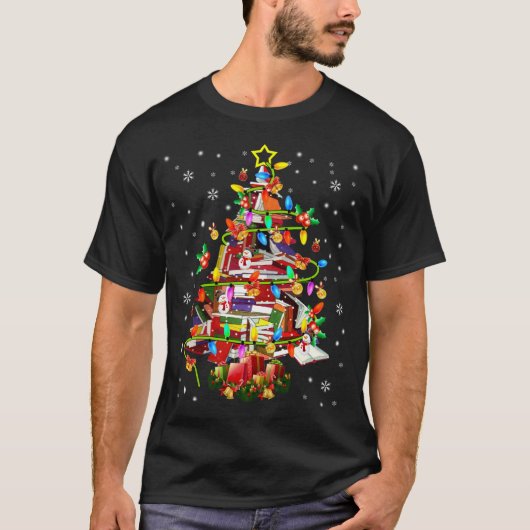 Data Tree Library Xmas Lights Boom Lover Libr T-shirt (Voorkant)