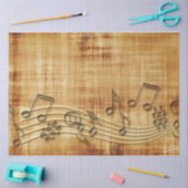 Datablad Music Rustic Gold Background-decoupage Tissuepapier (Craft)