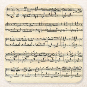 Datablad Muziek Vierkante Kartonnen Onderzetter