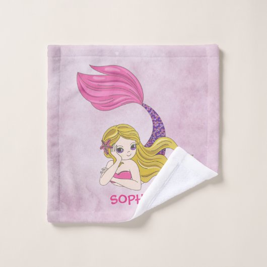 Dataset Mermaid Design Bath Bad Handdoek (Wasdoekje)