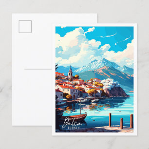 Datca Turkije vintage reisillustratie Briefkaart