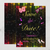 Date 80's Save the Date, Back to the 80's, Any Age, (Devant / Derrière)