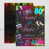 Date 80's Save the Date, Back to the 80's, Any Age, (Devant / Derrière)