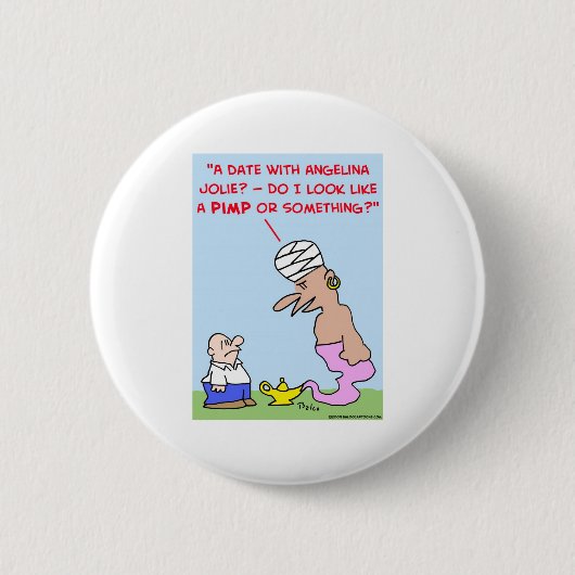 date angelina jolie pimp genie lamp ronde button 5,7 cm (Voorkant)