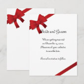 Date Annonce de mariage d'hiver Rubans Rouges Save the  (Devant / Derrière)