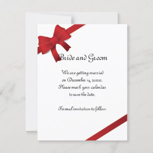 Date Annonce de mariage d'hiver Rubans Rouges Save the