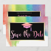 Date Aquarelle Splash Paillettes Graduation Save The Da (Devant / Derrière)
