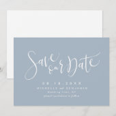 Date Bleu Poussiéreux Moderne Simple Écriture Save The (Devant / Derrière)