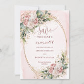 Date Classique Bohème Rose Doré Eucalyptus Save The Dat (Devant)