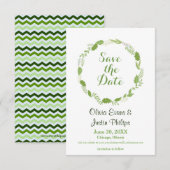 Date Couronne de feuilles vertes Chevron - 3x5 Save the (Devant / Derrière)