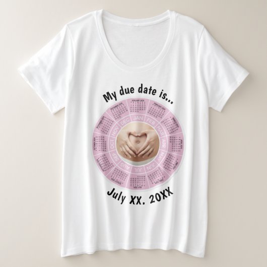 Date d'échéance de grossesse Pink Plus Taille T-sh (Design devant)
