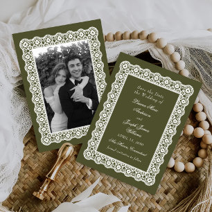 Date Dentelle ancienne napperon vert mariage save the d