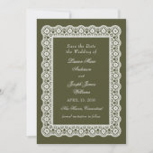 Date Dentelle ancienne napperon vert mariage save the d (Devant)