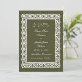 Date Dentelle ancienne napperon vert mariage save the d (Debout devant)