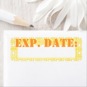 Date d'expiration en grec jaune Étiquette (En situation)