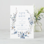 Date Dusty Blue Floral Spring greenery Mariage Save The (Debout devant)